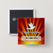 おめでとうの確認金ゴールド、赤 缶バッジ (正面&裏面)