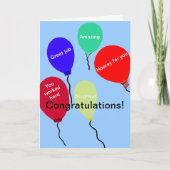 おめでとうの素晴らし仕事のカラフル風船 カード (正面)