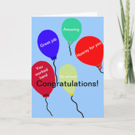 おめでとうの素晴らし仕事のカラフル風船 カード