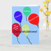 おめでとうの素晴らし仕事のカラフル風船 カード (黄色い花)