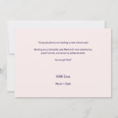 おめでとうの返却新学期カード 招待状 (裏面)