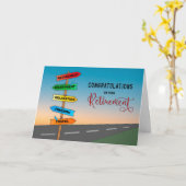 おめでとうの退職道路の方向シンボルや象徴 カード (黄色い花)