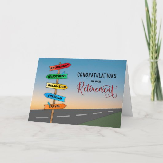 おめでとうの退職道路の方向シンボルや象徴 カード (正面)