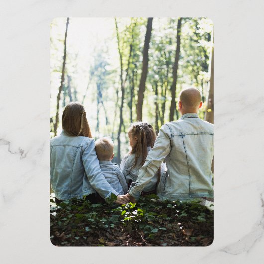 おめでとうの願いを込めた 現代的でシンプルな2枚の写真 箔シーズンカード (裏面)