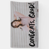 おめでとうはっきりした卒業ブラックワン写真卒業 横断幕 (縦)