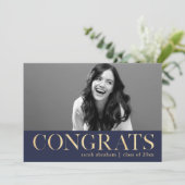 おめでとうはっきりした2枚の写真卒業パーティー 招待状 (スタンド正面)