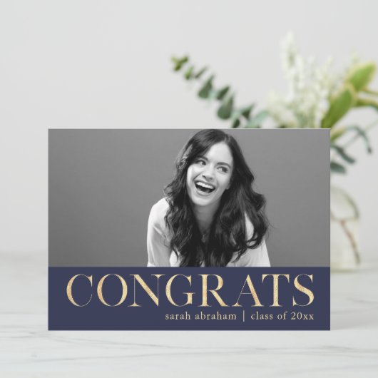 おめでとうはっきりした2枚の写真卒業パーティー 招待状 (スタンド正面)