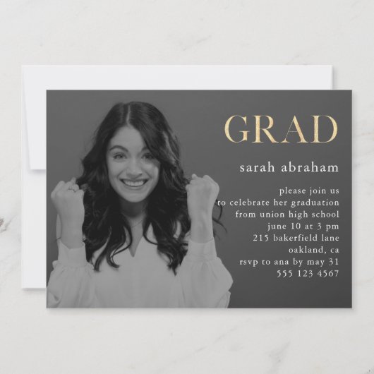 おめでとうはっきりした2枚の写真卒業パーティー 招待状 (裏面)