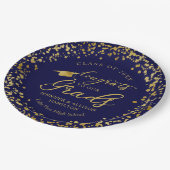 おめでとうは私たちのグラデーション金ゴールドブルーツイン卒業 ペーパープレート (アングル)