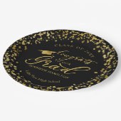 おめでとうは私たちの卒業金ゴールドブラック卒業 ペーパープレート (アングル)