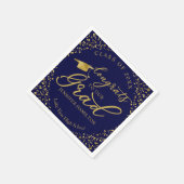 おめでとうは私たちの卒業金ゴールドブルー卒業 スタンダードカクテルナプキン (角)