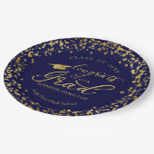 おめでとうは私たちの卒業金ゴールドブルー卒業 ペーパープレート (アングル)