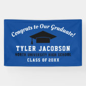 おめでとうは私たちの大学院のブルー王室のブラックカスタム 横断幕 (横)
