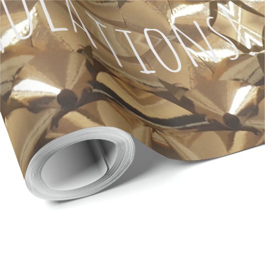 おめでとうまたはテキストモザイク金ゴールド茶色 ラッピングペーパー (ロールコーナー)