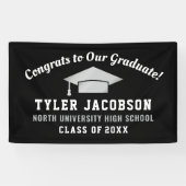 おめでとうを卒業したブラックとシルバーのカスタム 横断幕 (横)