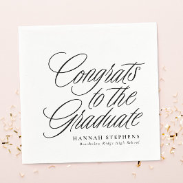 おめでとうを卒業クラシックブラック卒業 スタンダードカクテルナプキン