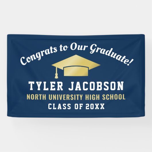 おめでとうを大学院海軍と金ゴールドへカスタム 横断幕 (横)