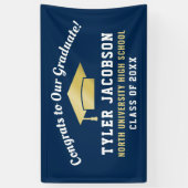 おめでとうを大学院海軍と金ゴールドへカスタム 横断幕 (縦)