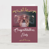 おめでとうエレガントオーナメント写真卒業 カード (正面)