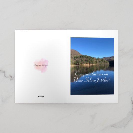 おめでとうエレガントシルバー・ジュビリー、カード 箔グリーティングカード (外側レイダウン)