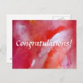 おめでとうエレガントピンクと赤はがき ポストカード (正面/裏面)