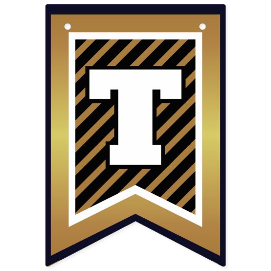 おめでとうエレガントブラックとフェイク金ゴールド バンティングフラッグ (第11の旗)