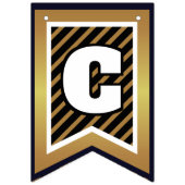 おめでとうエレガントブラックとフェイク金ゴールド バンティングフラッグ (第1の旗)