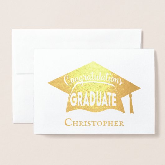 おめでとうエレガント金ゴールドキャモダンップ卒業 箔カード (封筒付き正面)