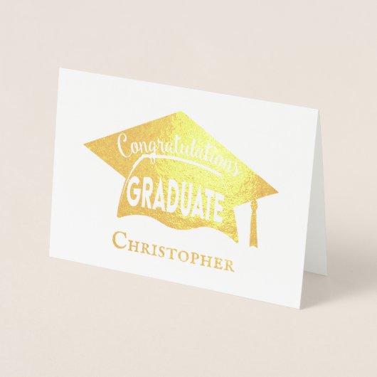 おめでとうエレガント金ゴールドキャモダンップ卒業 箔カード (正面)