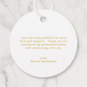 おめでとうエレガント金ゴールド及び白色卒業キャップ フェイバータグ (裏面)