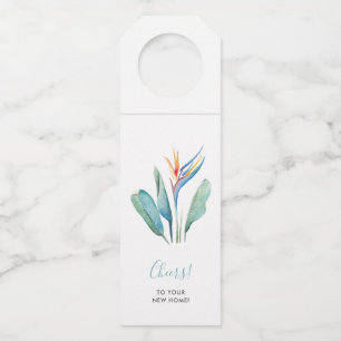 おめでとうオンザニューホームトロピカルワインラベル ボトルネックタグ