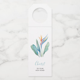 おめでとうオンザニューホームトロピカルワインラベル ボトルネックタグ