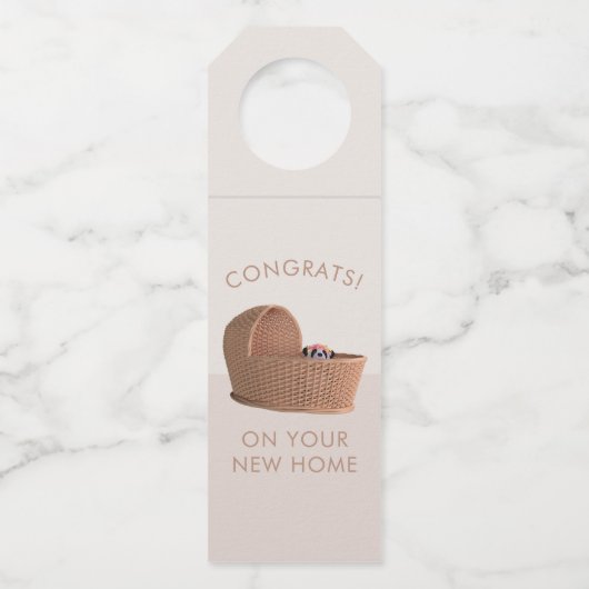 おめでとうオンザニューホームパンダボトルハンガーラベル ボトルネックタグ (正面)