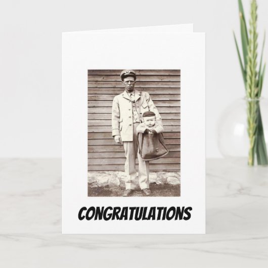 おめでとうオン新生児おもしろいヴィンテージ写真 カード (正面)