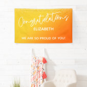 おめでとうカジュアルオレンジ&イエローグラデーション 横断幕 (インサイチュ)