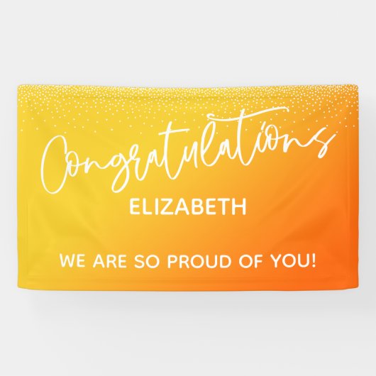 おめでとうカジュアルオレンジ&イエローグラデーション 横断幕 (横)