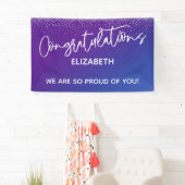 おめでとうカジュアルブルー&パープルグラデーション 横断幕 (インサイチュ)