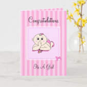 おめでとうカスタマイズ可能な女の子- カード (黄色い花)