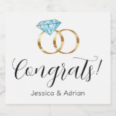 おめでとうカスタムズダイヤ結婚モンドリングや輪婚約 スパークリングワインラベル (シングルラベル)