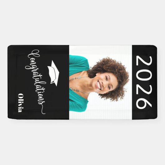 おめでとうカスタム写真エレガント卒業 横断幕 (横)