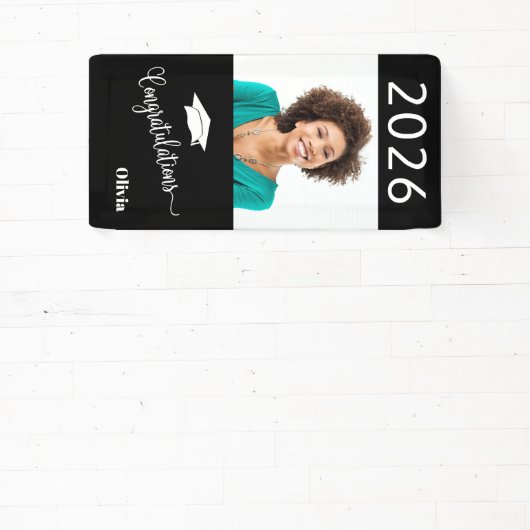 おめでとうカスタム写真エレガント卒業 横断幕 (インサイチュ)