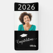 おめでとうカスタム写真エレガント卒業 横断幕 (縦)