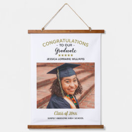 おめでとうカスタム写真大学院卒業 吊り下げ型タペストリー
