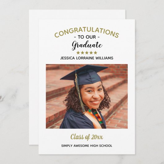 おめでとうカスタム写真大学院卒業 案内状 (正面/裏面)