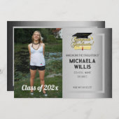 おめでとうカスタム卒業フォトグレー卒業 案内状 (正面/裏面)