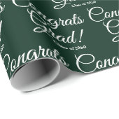 おめでとうカスタム学年の台本ダークグリーン ラッピングペーパー (ロールコーナー)