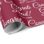 おめでとうカスタム学年の台本バーガンディ ラッピングペーパー (ロールコーナー)