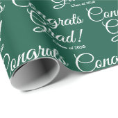 おめでとうカスタム学年スクリプト文字緑 ラッピングペーパー (ロールコーナー)