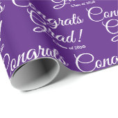 おめでとうカスタムgradクラス年スクリプト文字紫 ラッピングペーパー (ロールコーナー)