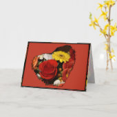 おめでとうカラフルフローラブーケテンプレート カード (黄色い花)